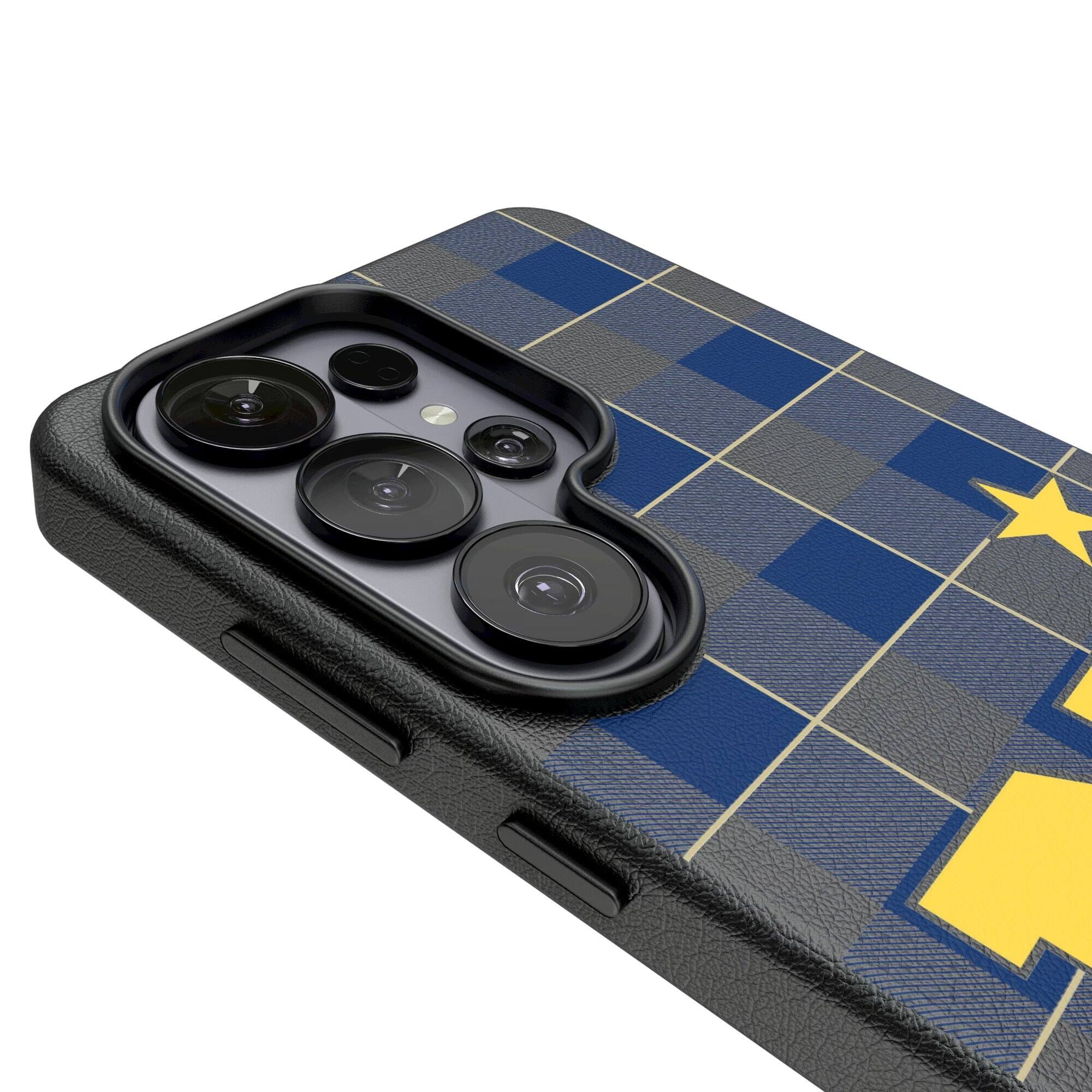 Alt View 2. Keyscaper - Navy Midshipmen Plaid Galaxy Magnetic Bump Case - S24 - Black.
