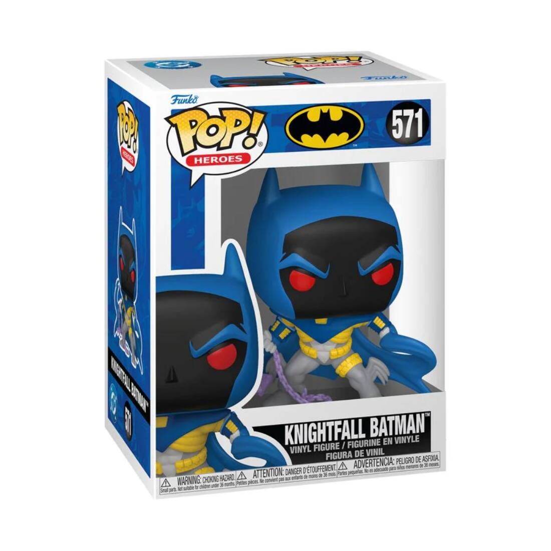 Funko POP! HEROES  
571  
KNIGHTFALL BATMAN™  
VINYL FIGURE / FIGURINE EN VINYLE / FIGURA DE VINIL / FIGURA DE ASFIA  

WARNING: CHOKING HAZARD - Small parts. Not for children under 3 years.  
ADVERTENCIA: PELIGRO DE ASFIXIA - Piezas pequeñas. No es para niños menores de 3 años.  
ATTENTION: DANGER - Petite pièce. Ne convient pas aux enfants de moins de 3 ans.
