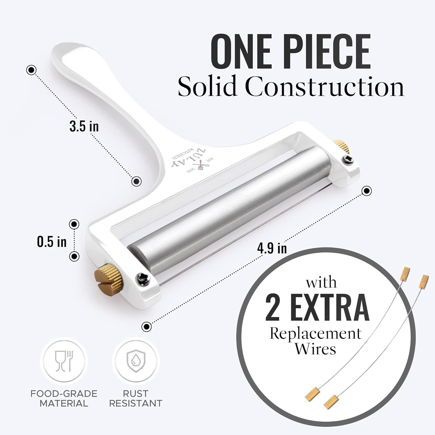 ONE PIECE Solid Construction, 3.5 in, 0.5 in, 4.9 in, with 2 EXTRA Replacement Wires, FOOD-GRADE RUST MATERIAL RESISTANT