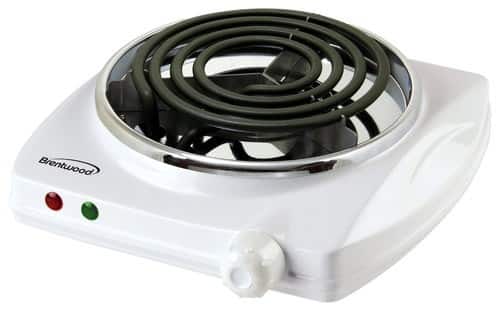 Front. Brentwood - Single Electric Burner - White.