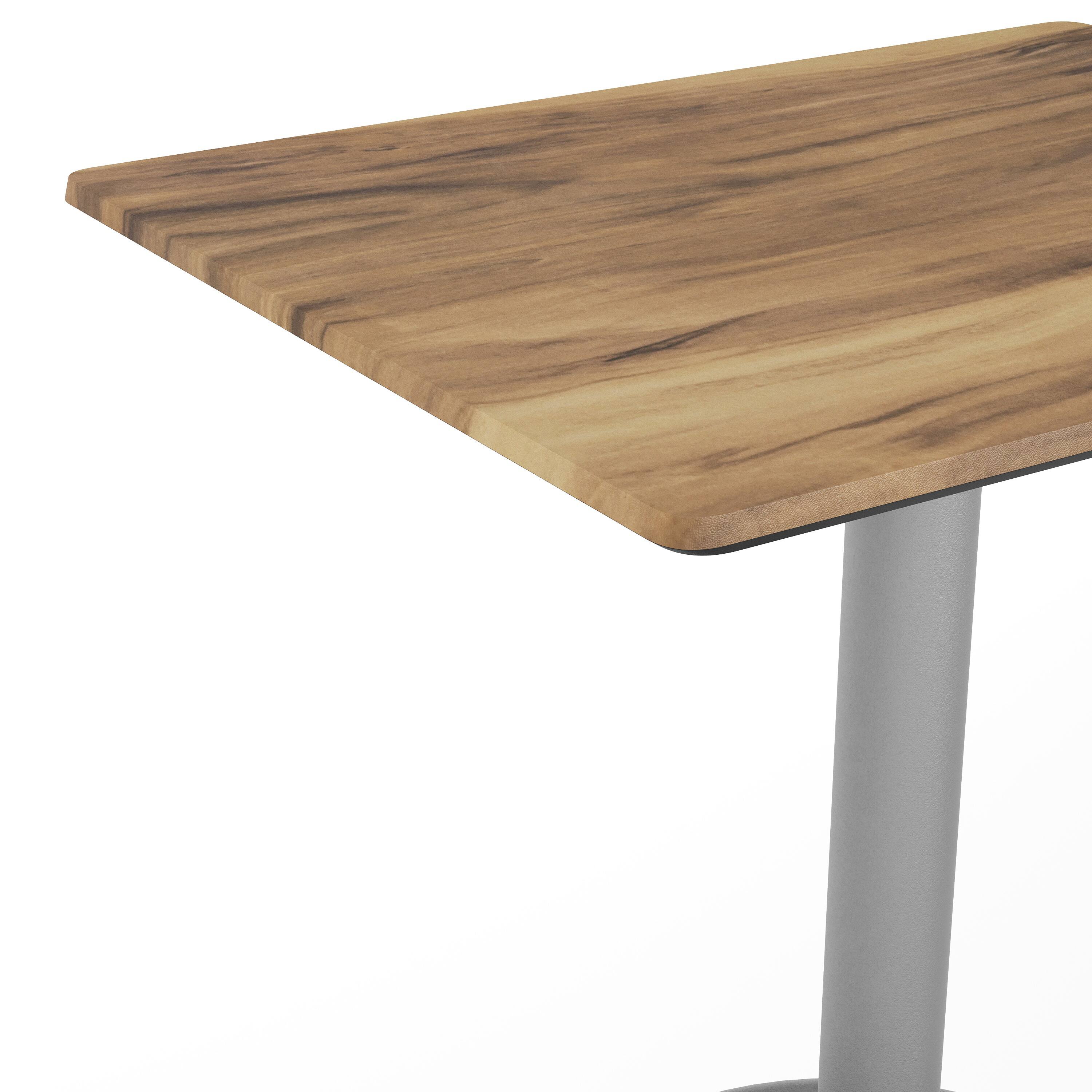 Alt View 9. Emma + Oliver - PureShield Indoor Outdoor Tabletop with Seam-Free Surface Innovation and Cast Iron Bistro Table Base - Natural/Silver Base.