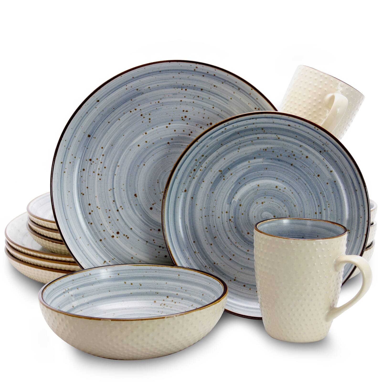 Alt View 7. Elama - Elama Mellow 16-Piece Dinnerware Set in Powder Blue - Powder Blue.