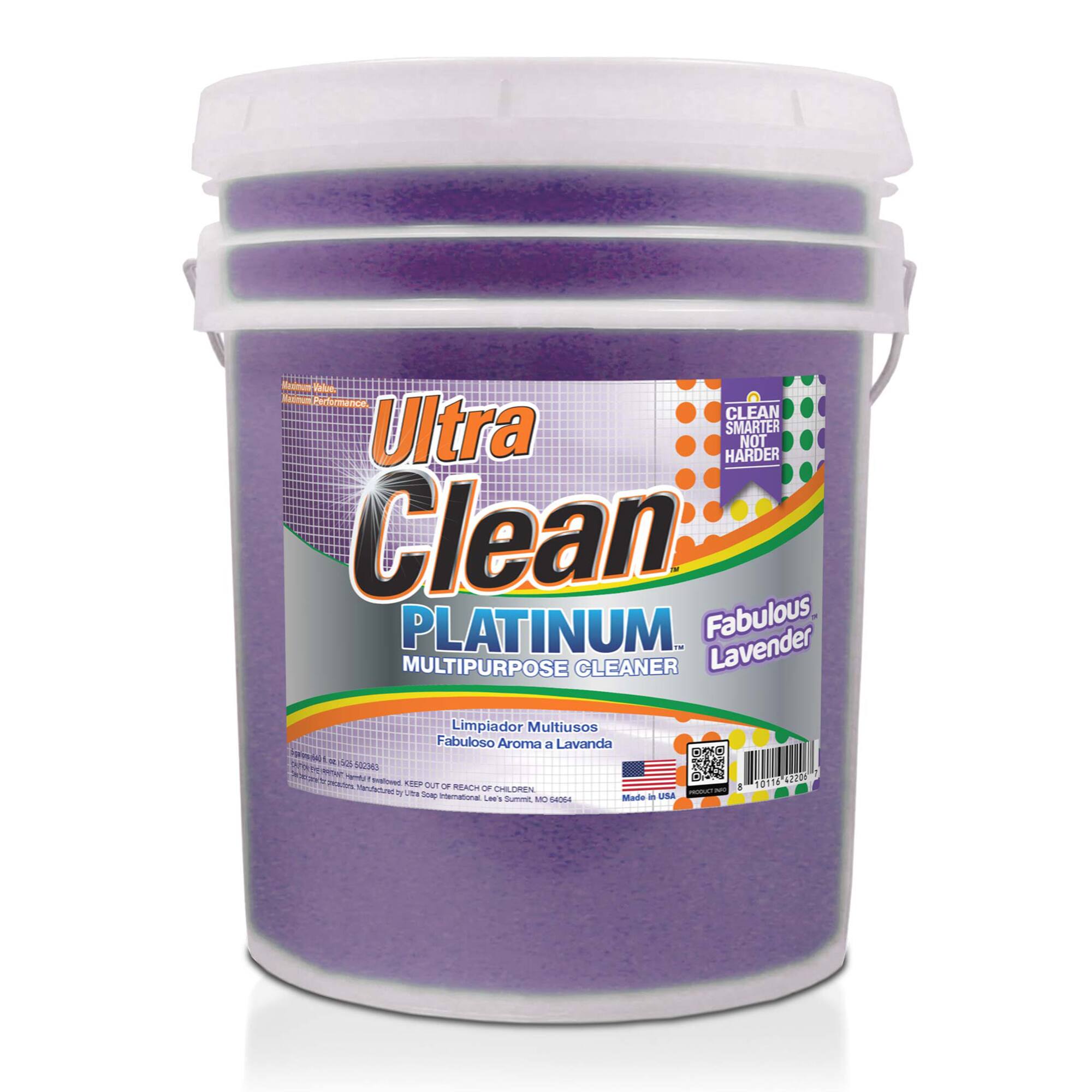 Ultra Clean Platinum  
Multipurpose Cleaner  
Fabulous Lavender  

Clean Smarter Not Harder  

Limpador Multiusos  
Fabuloso Aroma a Lavanda  

Made in USA  

Keep out of reach of children.