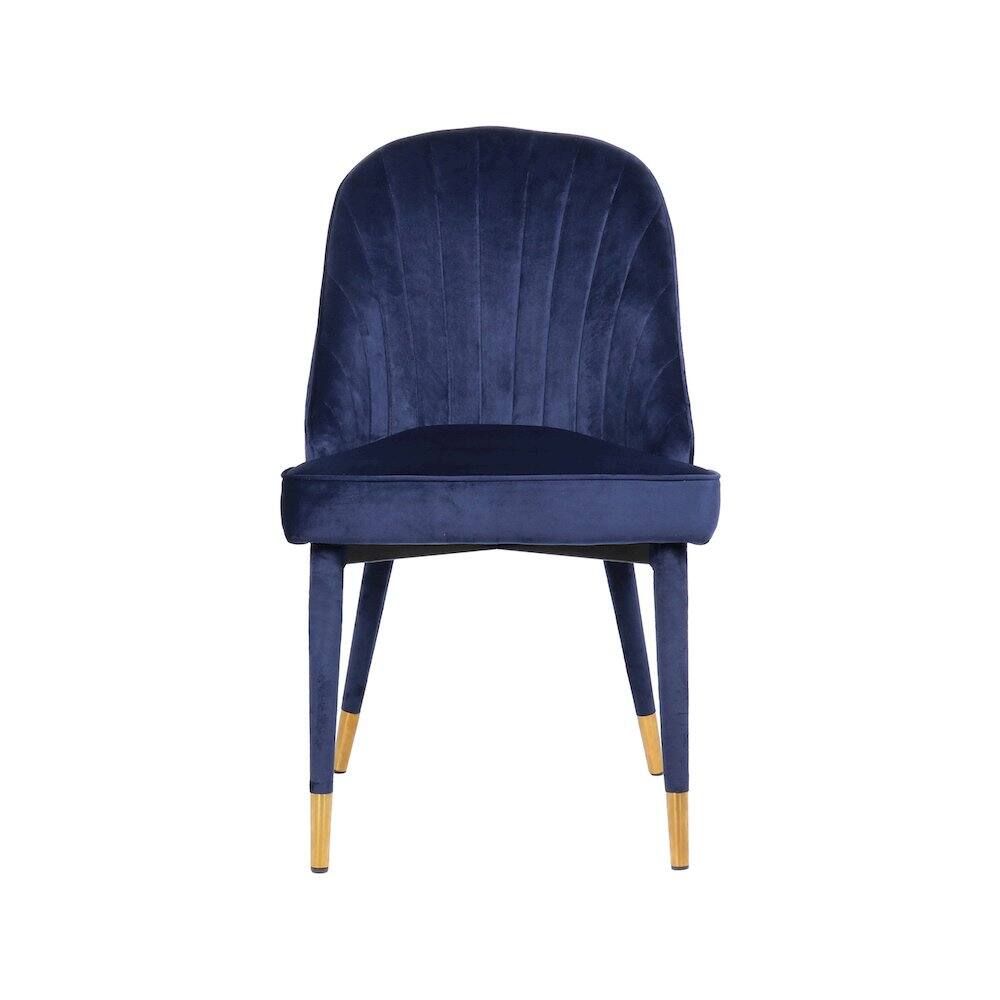 Alt View 3. Meridian Furniture - Belle Navy Velvet Dining Chair, Set of 2 - Blue.