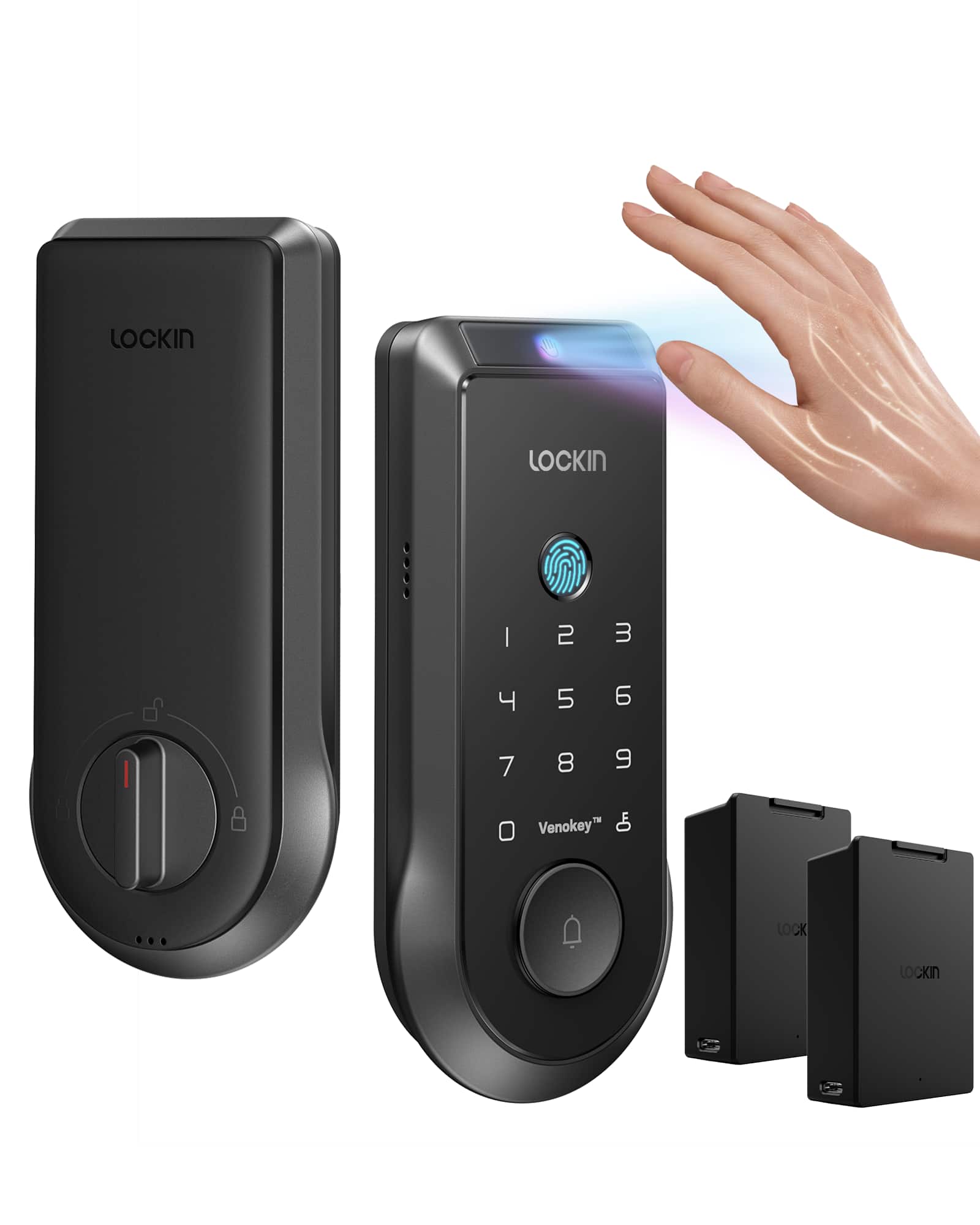 Lockin - Veno Smart Lock - Palm Vein Keyless Entry Door Lock - 6 Unlock Methods - Built-in WiFi - Smart Home Compatible