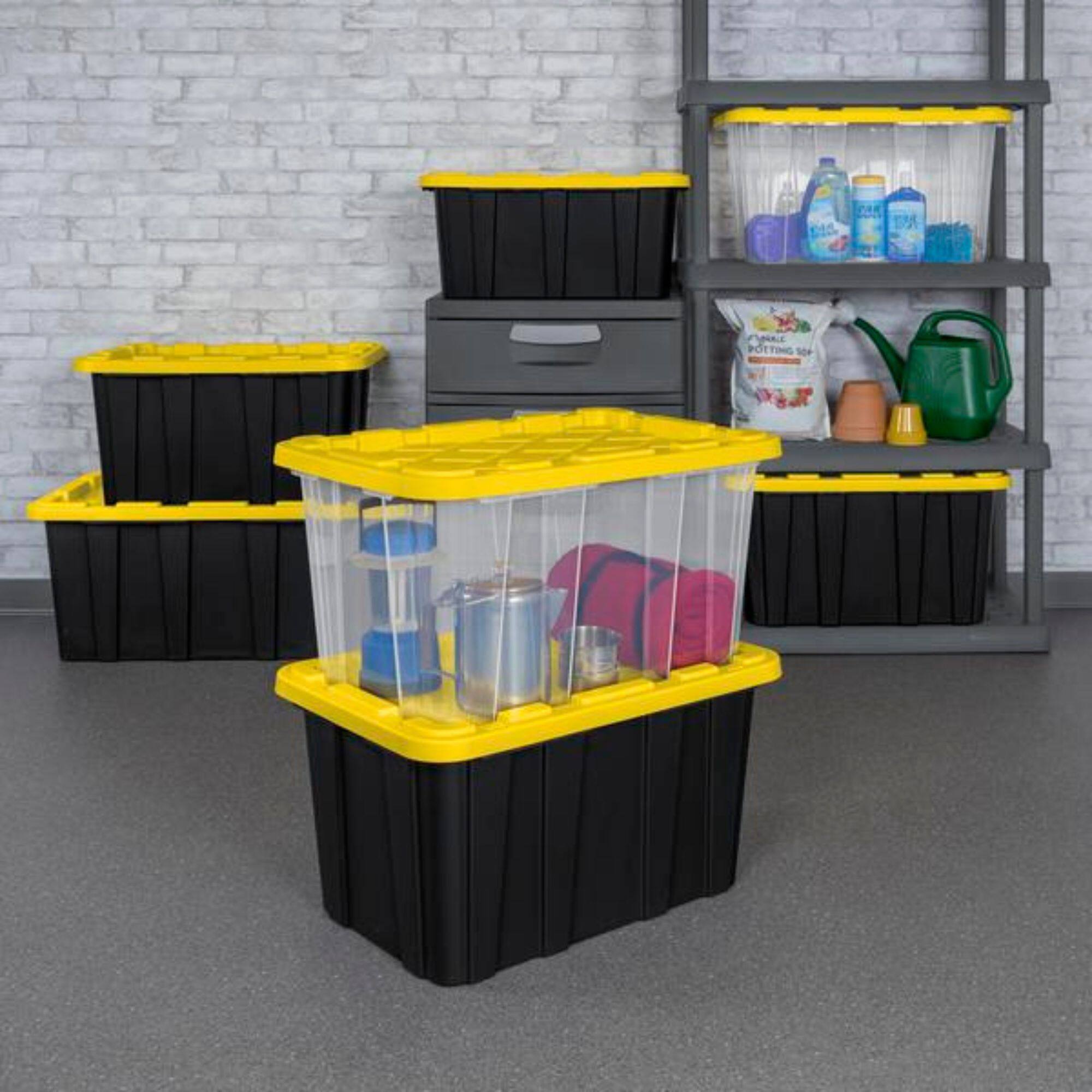 Alt View 5. Sterilite - Sterilite 27 Gallon Industrial Stackable Storage Tote Lidded Containers, 8 Pack.