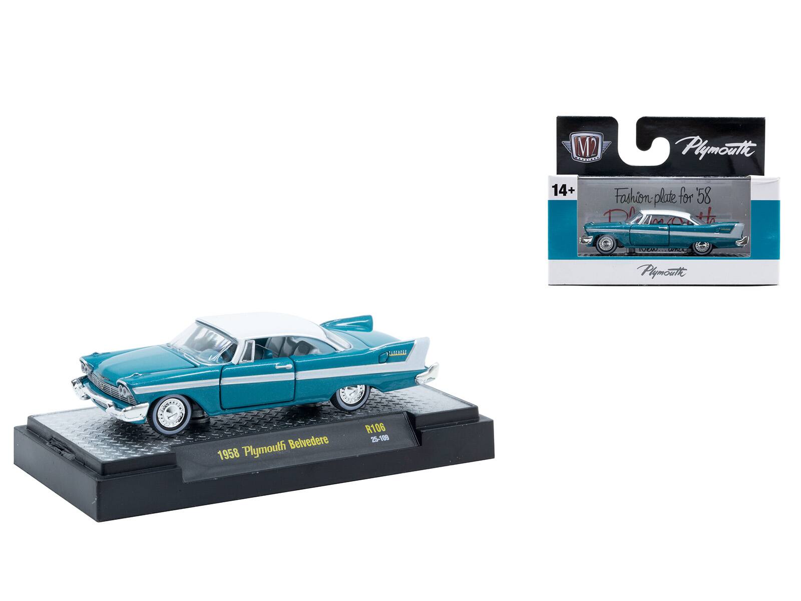 M2 NA Plymouth 14+ Fashion plate for '58  
DMasth Um + 10  
A Plymouth KLALCLE  
Plymouth Belvedere 1958  
R106 25-109