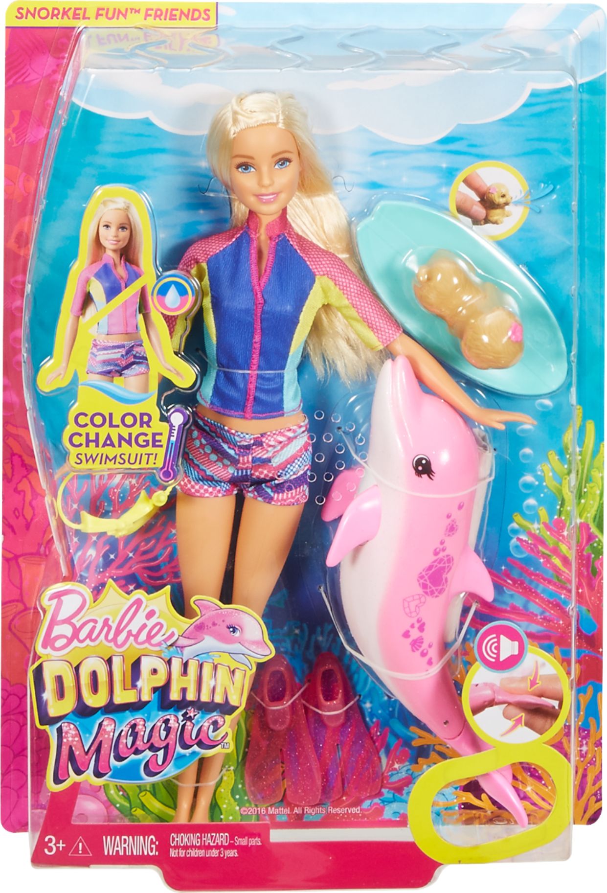 barbie fbd63 dolphin magic snorkel fun friends doll