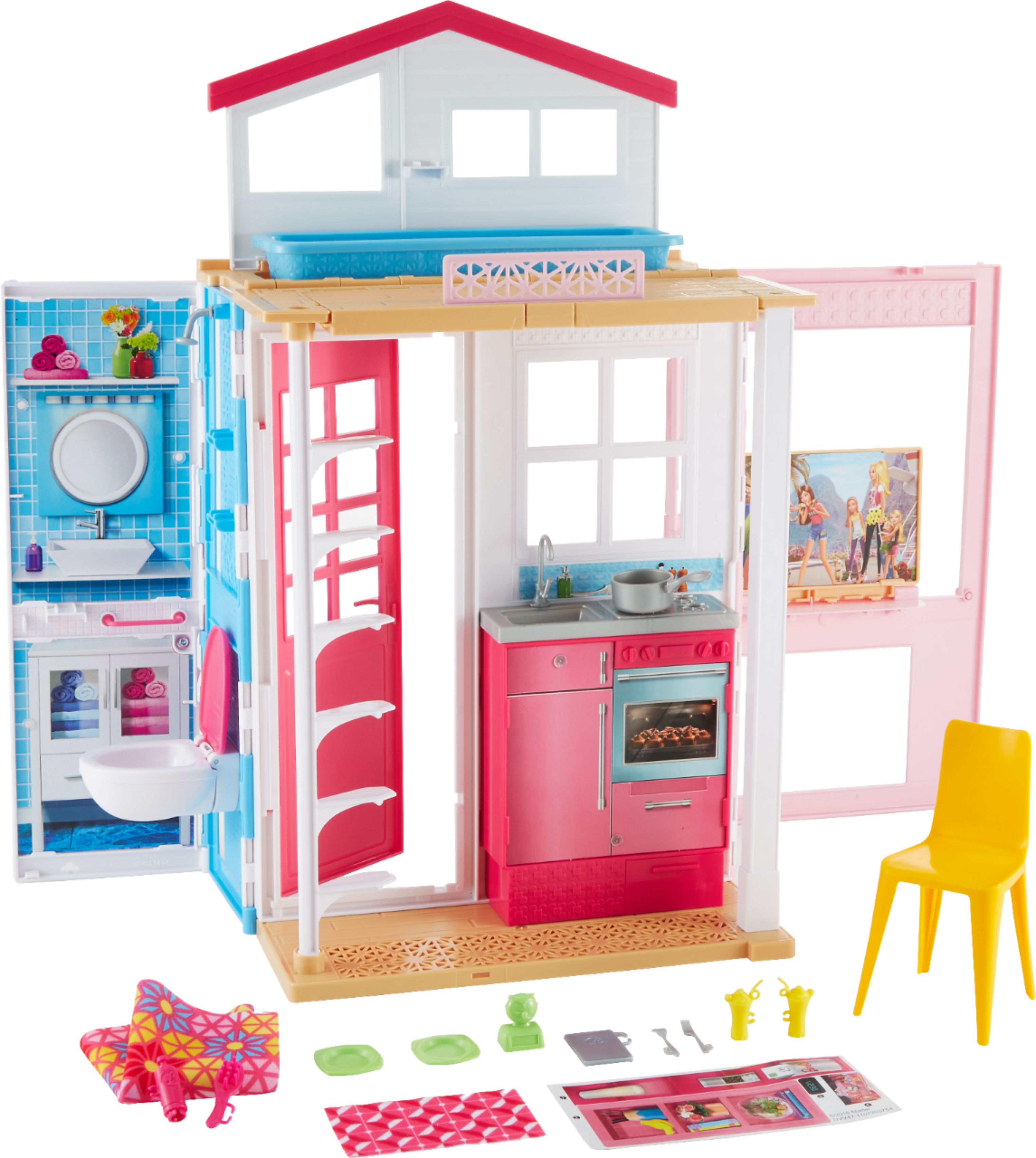 barbie 2 story house with furniture and accessories