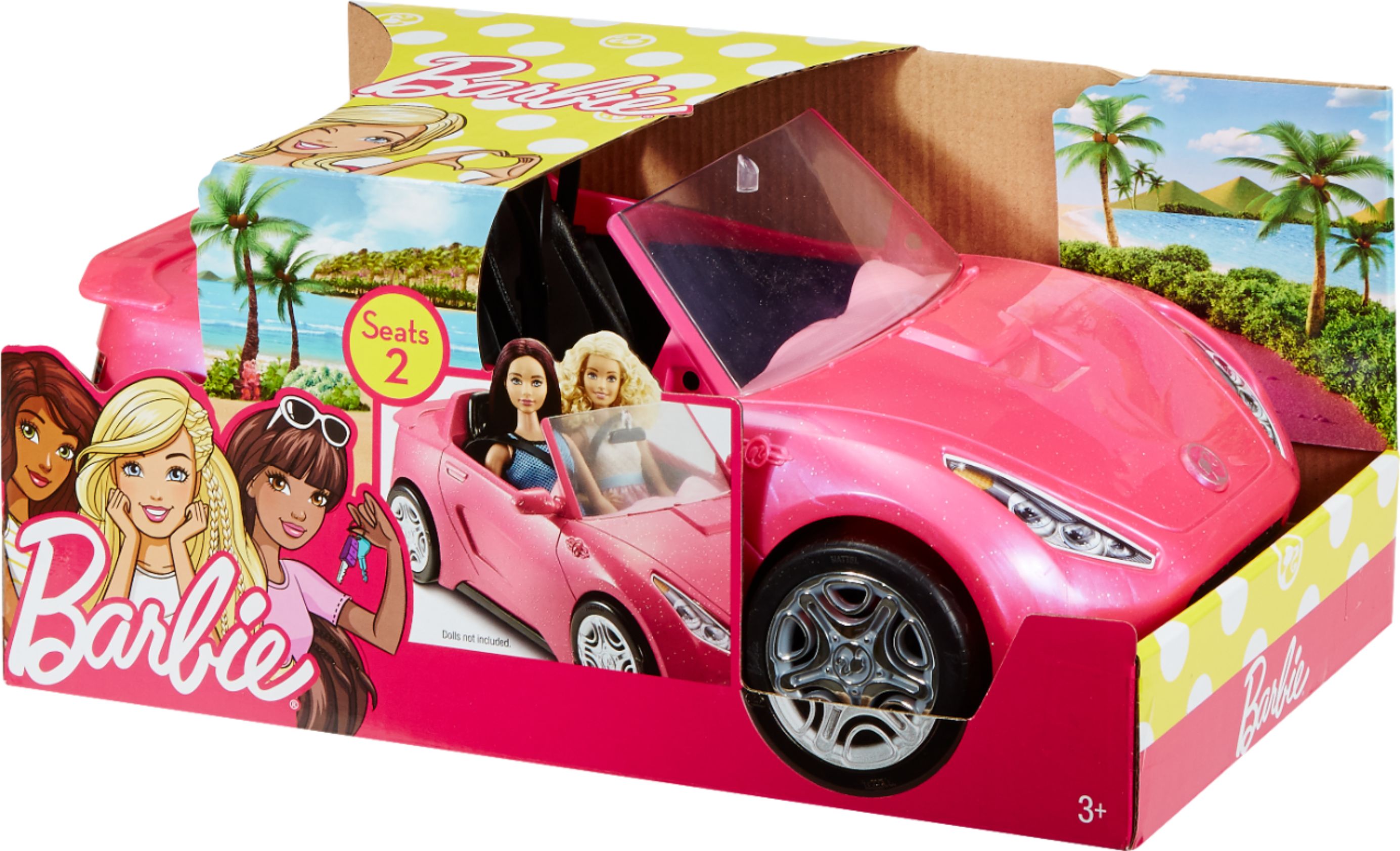 Toy Vehicle for Doll Pink Car Barbie FXG57 Malibu House Playset and DVX59 Autre Glam Convertible Sports
