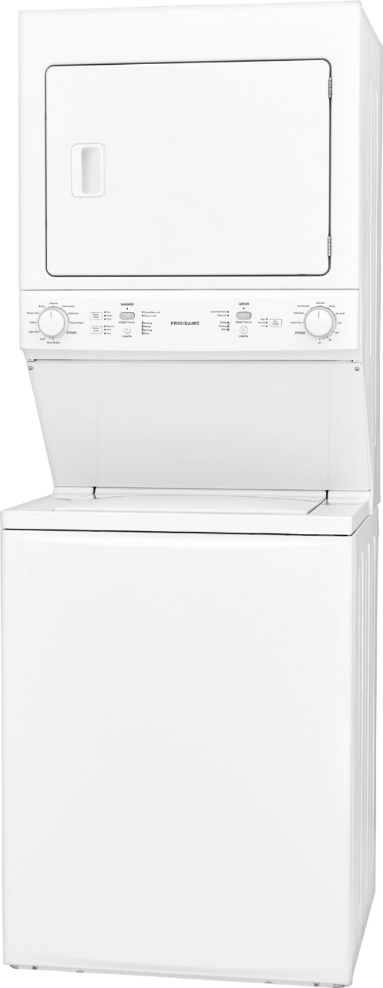 Left View: Frigidaire - 3.9 Cu. Ft. 10-Cycle Washer and 5.5 Cu. Ft. 4-Cycle Dryer Gas Laundry Center - White