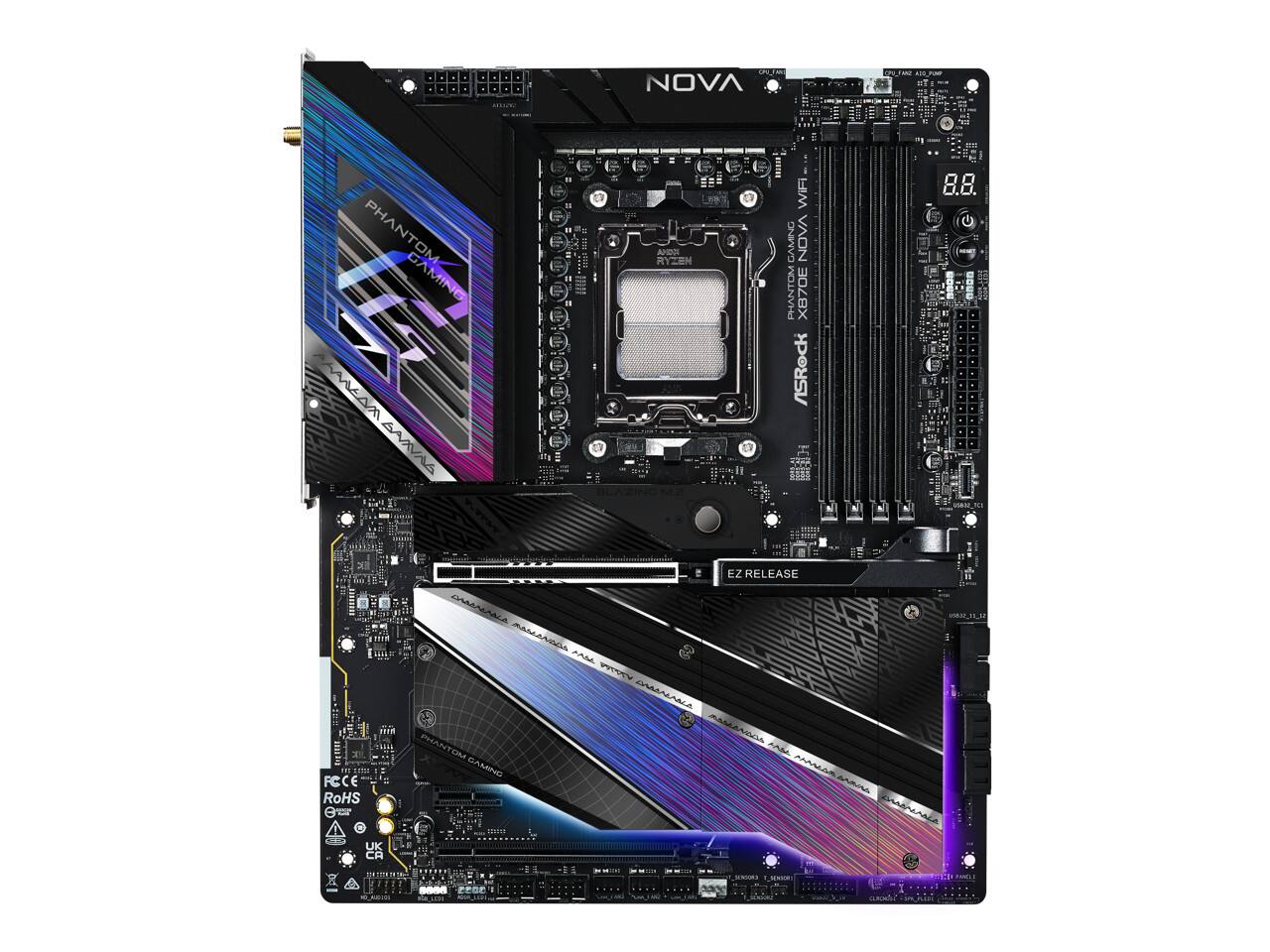 1 - NOVA C = M - WiFi 8.8 - PHANTOM RYZEN ANRS GAMING VAON GAMING PHANTOM X870E 7 MA EARNL - 1 E 1 I: ASRock 2 LAZING EZ RELEASE m AAMAMOA FAML anwe TER MAADA DEtH PHANTOM GAMING FCCE ma RoHS marenia UK