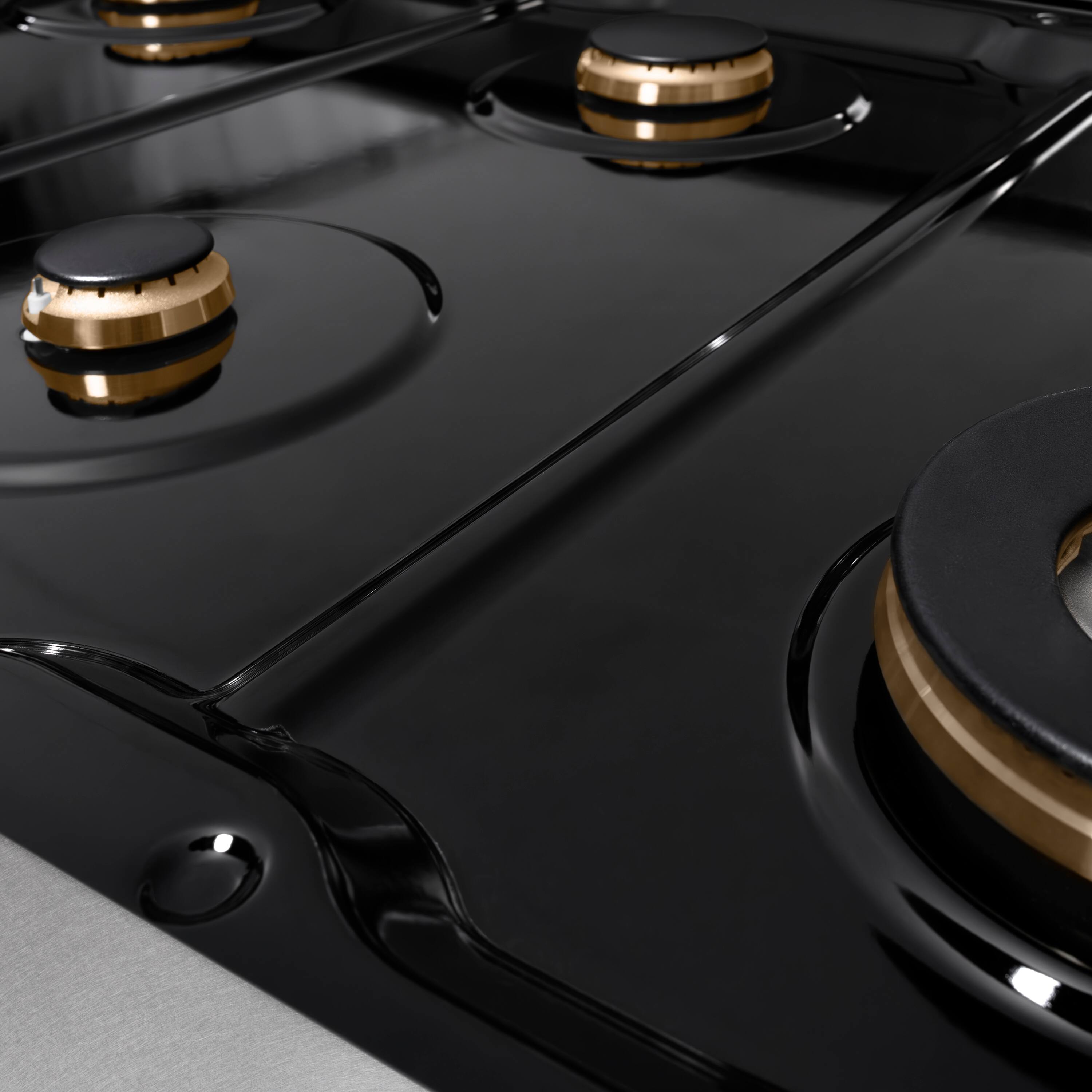 Alt View 14. ZLINE - ZLINE 48 in. Autograph Paramount Gas Rangetop with Black Accents (SRTSZ-48-MB) - Stainless Steel.