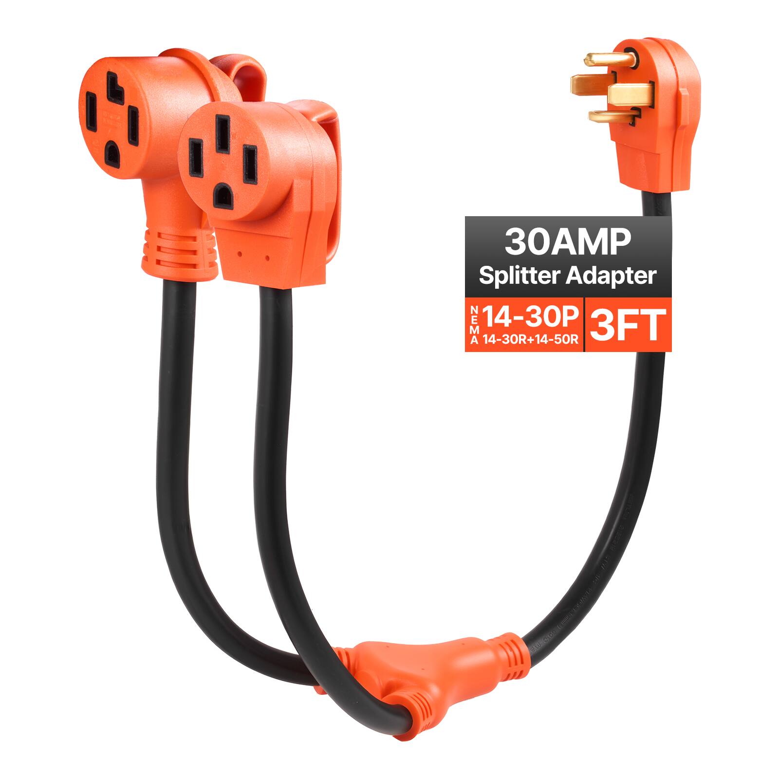 30AMP Splitter Adapter NEMA 14-30P 3FT 14-30R+14-50R