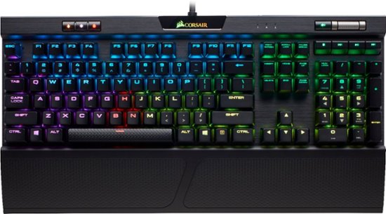 CORSAIR - K70 RGB MK. 2 RAPIDFIRE Full-size Wired Mechanical Cherry MX Speed Linear Switch Gaming Keyboard with USB Pass Through - Black