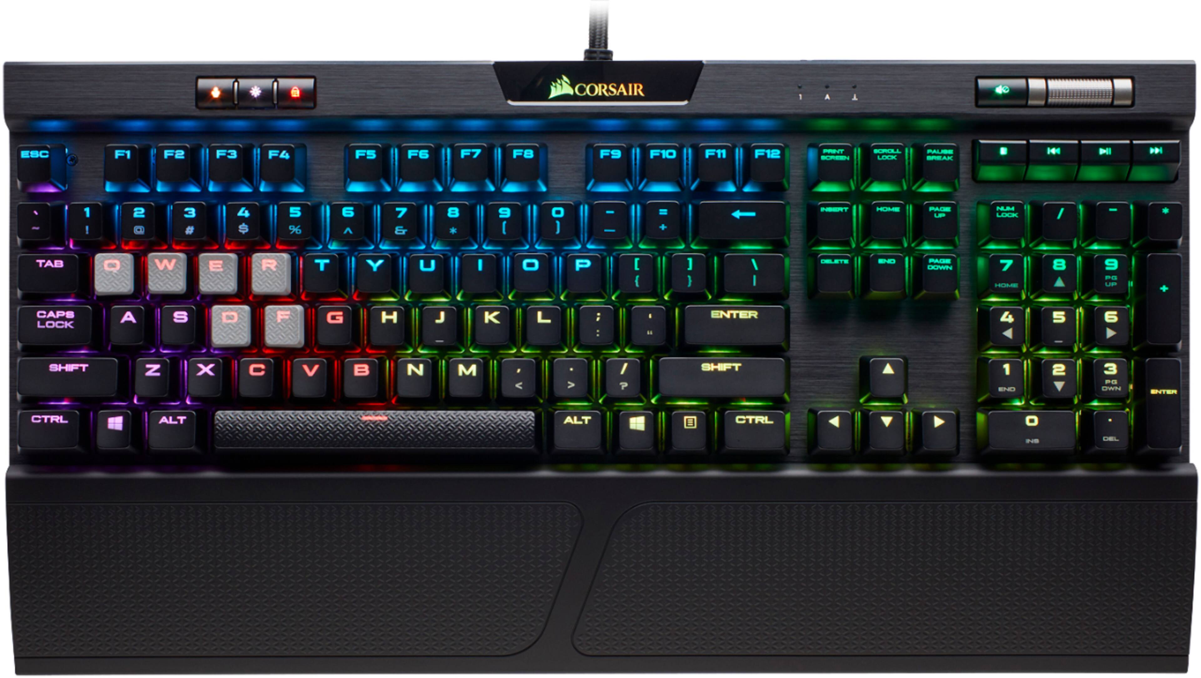 Alt View 11. CORSAIR - K70 RGB MK. 2 RAPIDFIRE Full-size Wired Mechanical Cherry MX Speed Linear Switch Gaming Keyboard with USB Pass Through - Black.