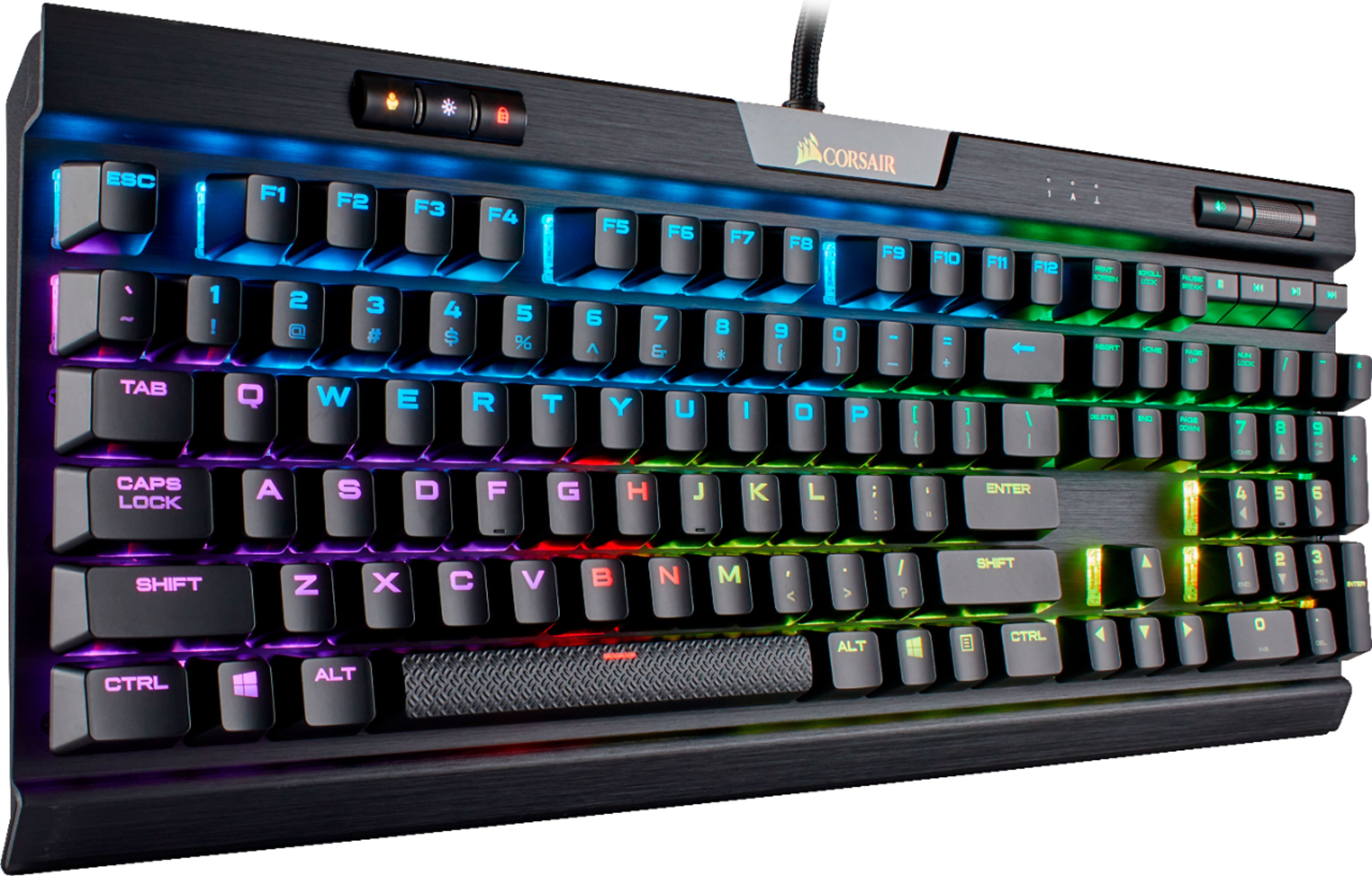 Alt View 13. CORSAIR - K70 RGB MK. 2 RAPIDFIRE Full-size Wired Mechanical Cherry MX Speed Linear Switch Gaming Keyboard with USB Pass Through - Black.