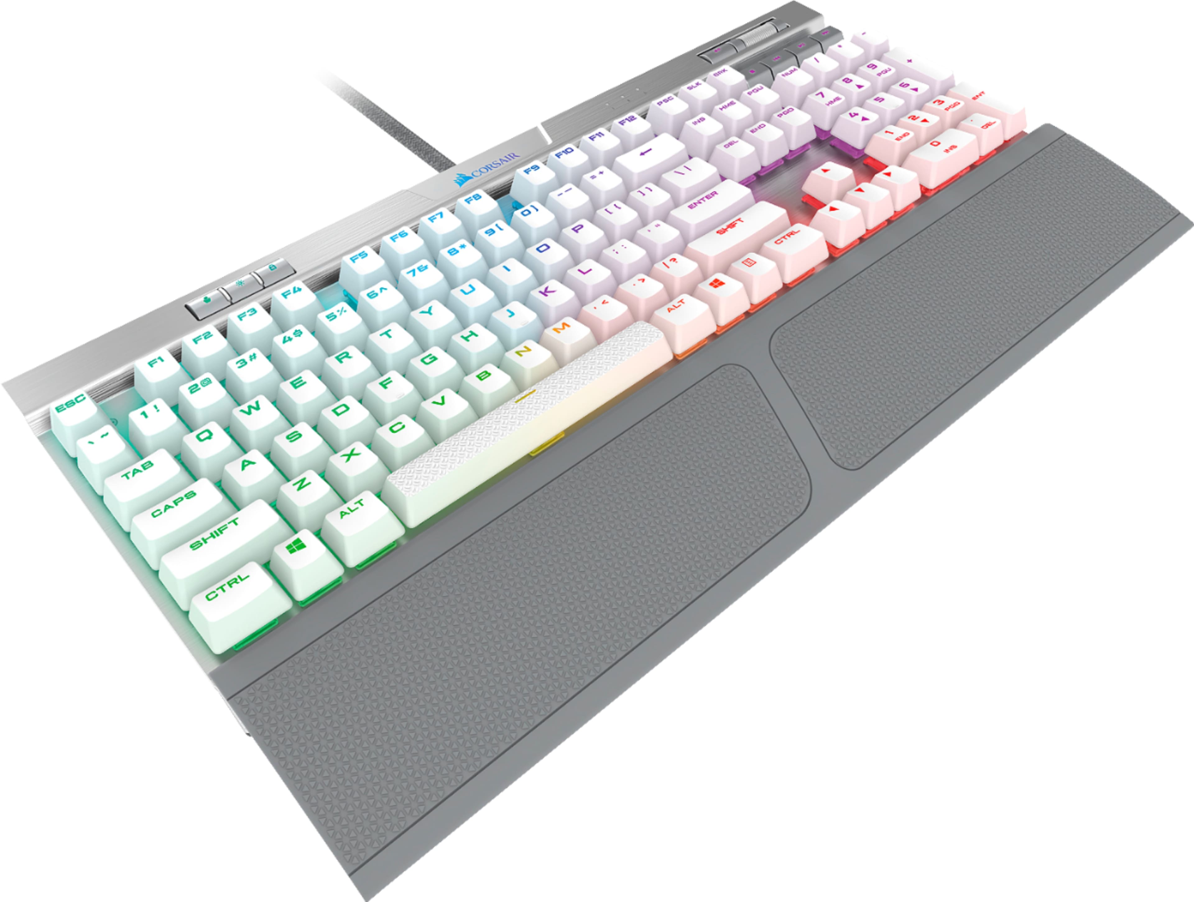 Angle. CORSAIR - K70 RGB MK. 2 SE RAPIDFIRE Full-size Wired Mechanical Cherry MX Speed Linear Switch Gaming Keyboard with Wht PBT Keycaps.