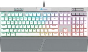 CORSAIR - K70 RGB MK. 2 SE RAPIDFIRE Full-size Wired Mechanical Cherry MX Speed Linear Switch Gaming Keyboard with Wht PBT Keycaps - Silver Anodized Brushed Aluminum - Front_Zoom