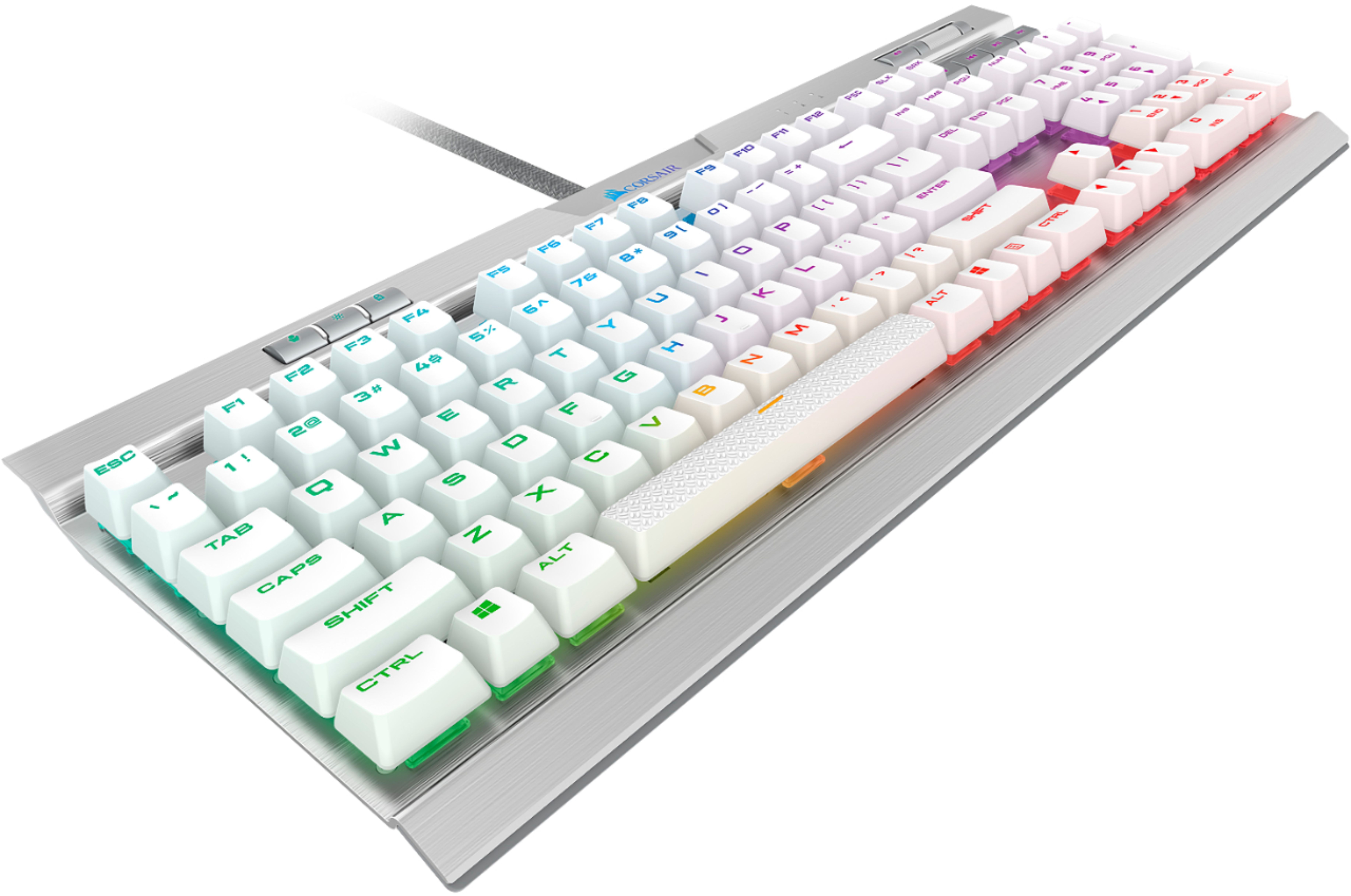 CORSAIR K70 RGB MK. 2 SE RAPIDFIRE Full-size Wired Mechanical Cherry MX Speed Linear Switch Gaming Keyboard Wht PBT Silver Anodized Brushed Aluminum CH-9109114-NA