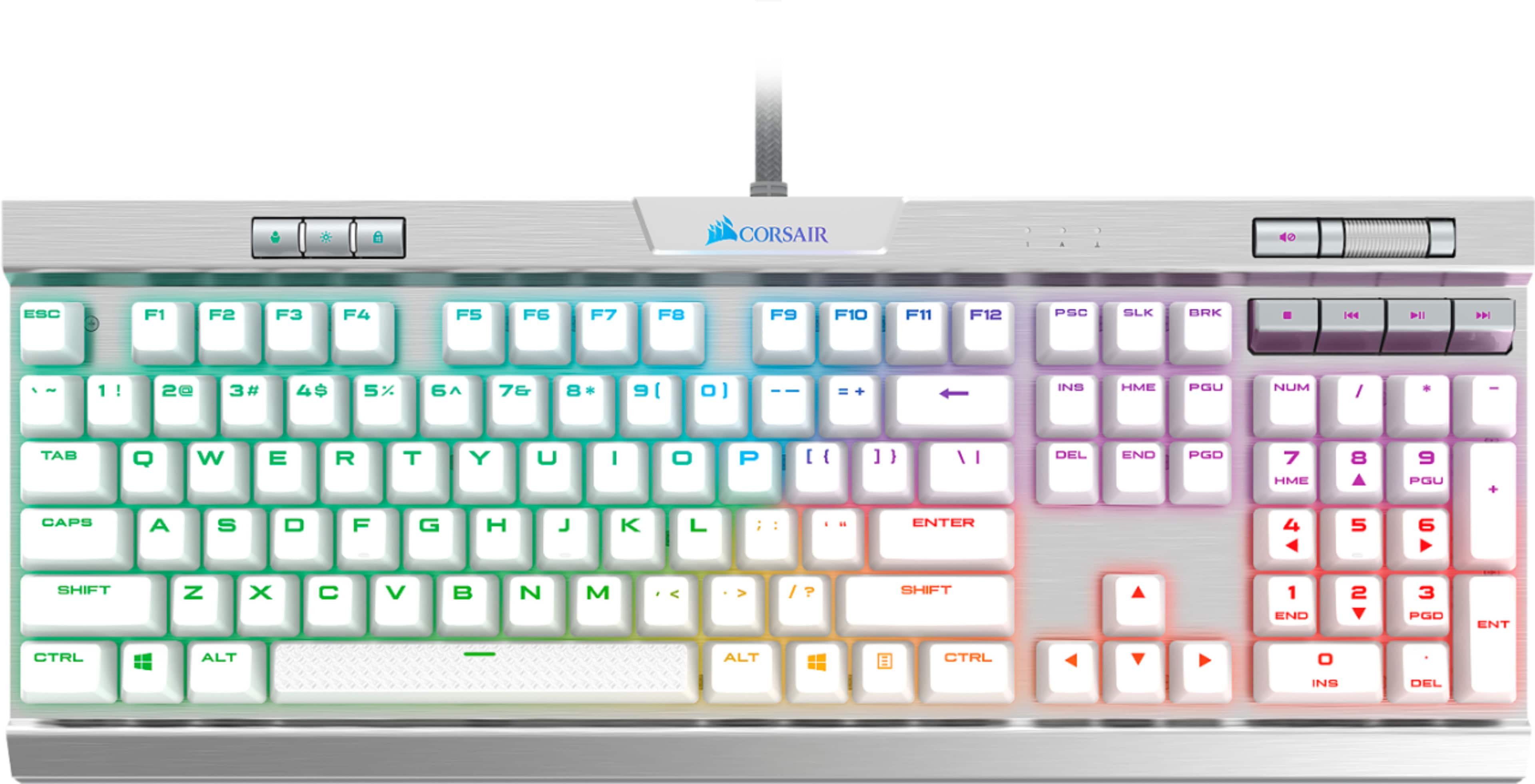 Alt View 13. CORSAIR - K70 RGB MK. 2 SE RAPIDFIRE Full-size Wired Mechanical Cherry MX Speed Linear Switch Gaming Keyboard with Wht PBT Keycaps.