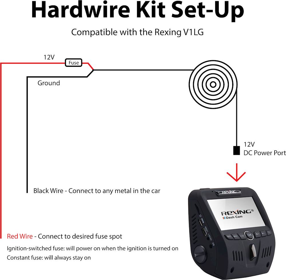 Rexing Hardwire Kit for Rexing V1LG Dash Cameras 