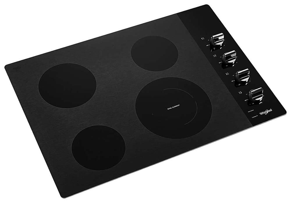 Angle. Whirlpool - 30" Electric Cooktop - Black.
