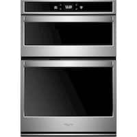 Whirlpool - 30" Single Electric Wall Oven with Built-In Microwave - Stainless Steel - Front_Zoom