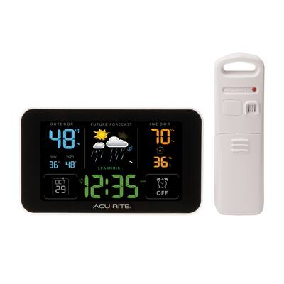 Acu Rite Weather Clock AcuRite Alarm Clock with Weather Station and USB Charging White/Black ...