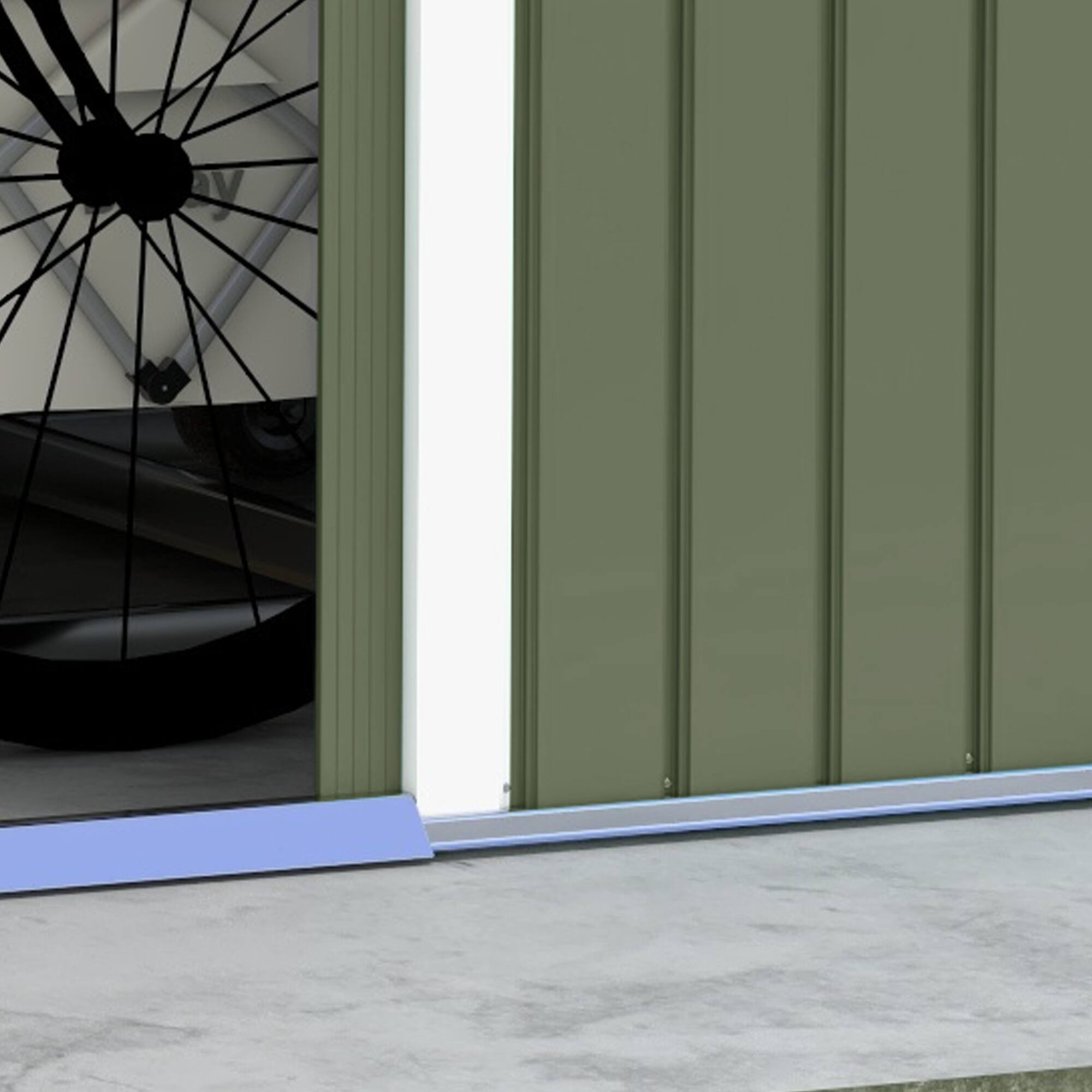 Alt View 8. Outsunny - 9' x 6' Outdoor Storage Shed, Garden Tool Metal Shed with Foundation Kit, Double Lockable Door.