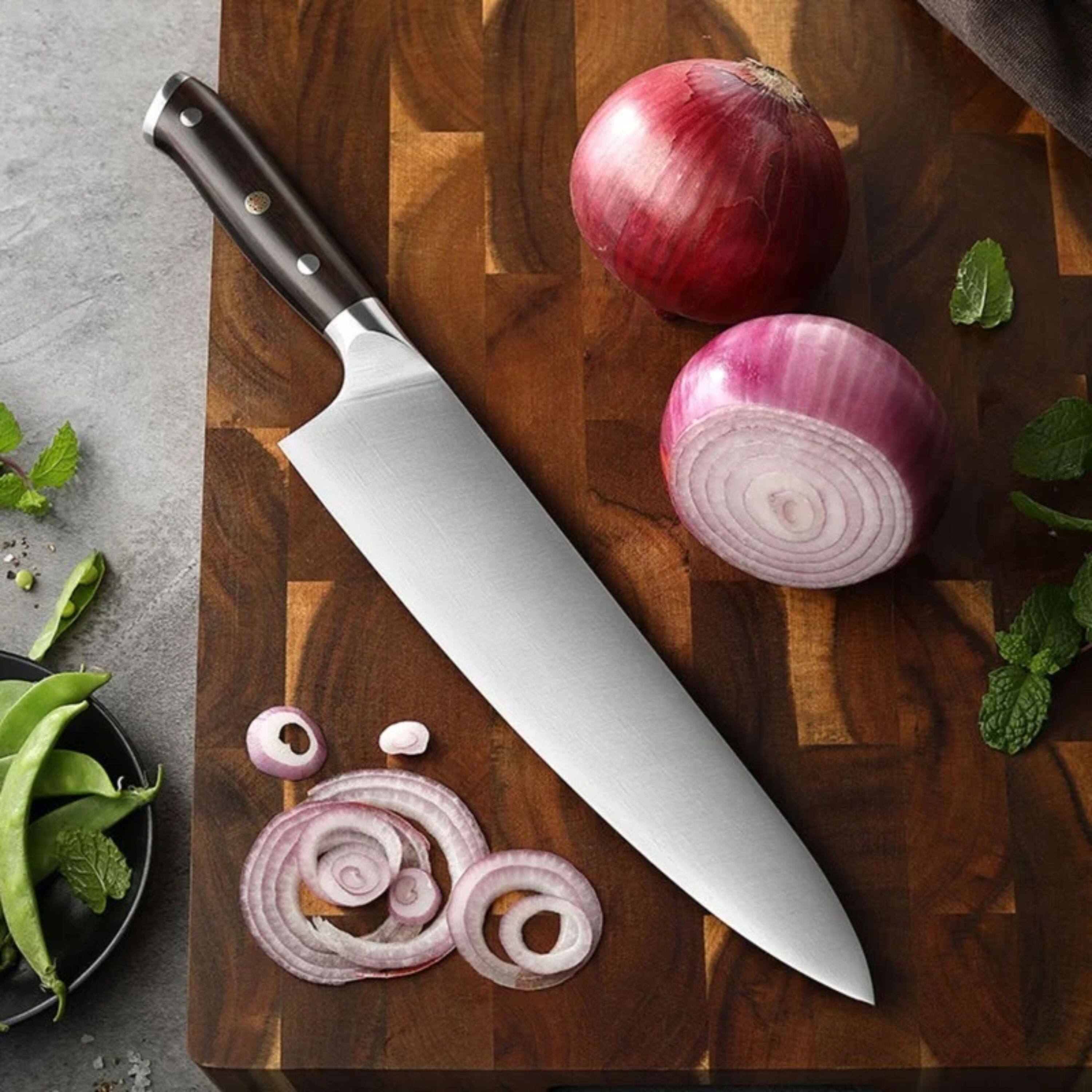 Alt View 1. Kitcheniva - 10" German Stainless Steel Chefs Knife with Ebony Wood Handle.