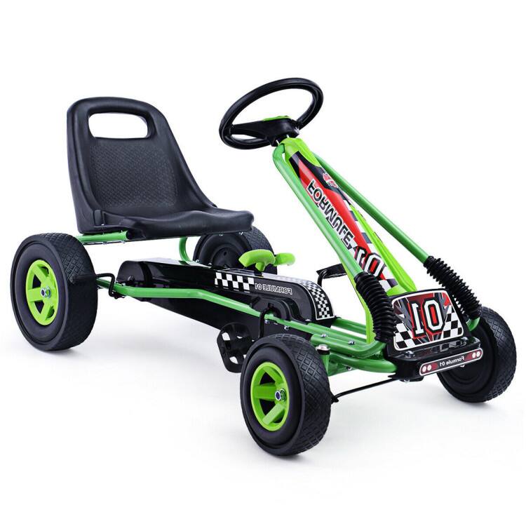 SlickBlue - 4 Wheels Kids Ride On Pedal Powered Bike Go Kart Racer Car Outdoor Play Toy - Green