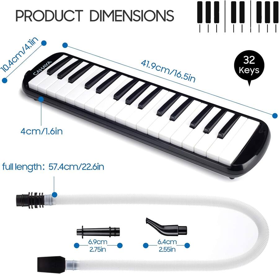 CAHAYA Melodica 32 Keys Double Tubes Mouthpiece Air Piano Keyboard ...