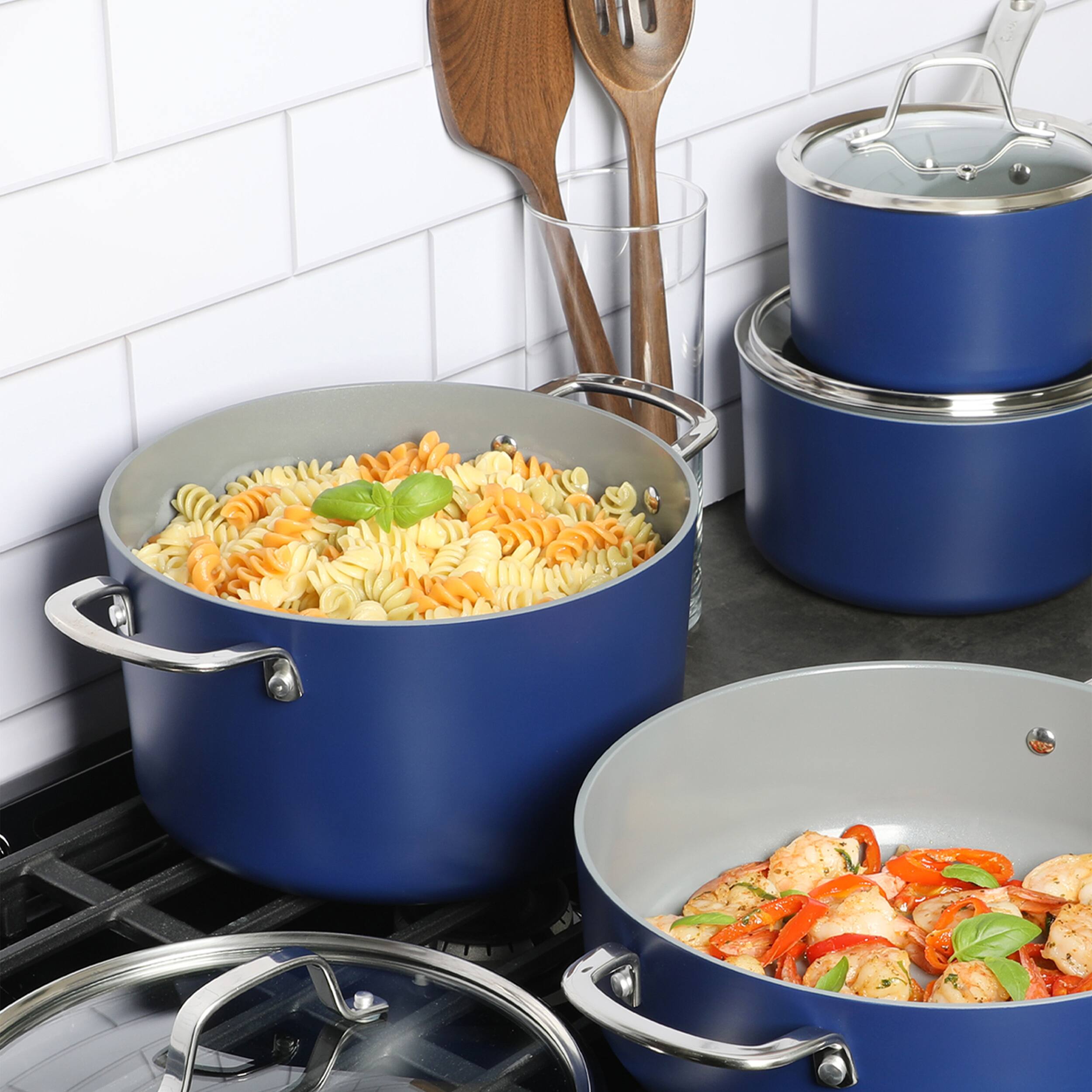 Sur La Table - Angelie 10 Piece Nonstick Ceramic Enameled Aluminum Cookware Set - Blue - Thumbnail 5