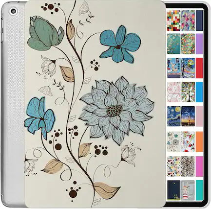 Front. DuraSafe Cases - iPad Air 1 9.7" 2013 Tri-Fold TPU Case for Viewing and Typing A1474 A1475 A1476 A1566 A1567 A1822 A1823 A1893 A1954 - Watercolor Flowers.