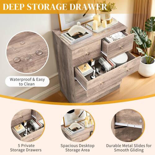 DEEP STORAGE DRAWER

Waterproof & Easy to Clean

5 Private Storage Drawers

Spacious Desktop Storage Area

Durable Metal Slides for Smooth Gliding