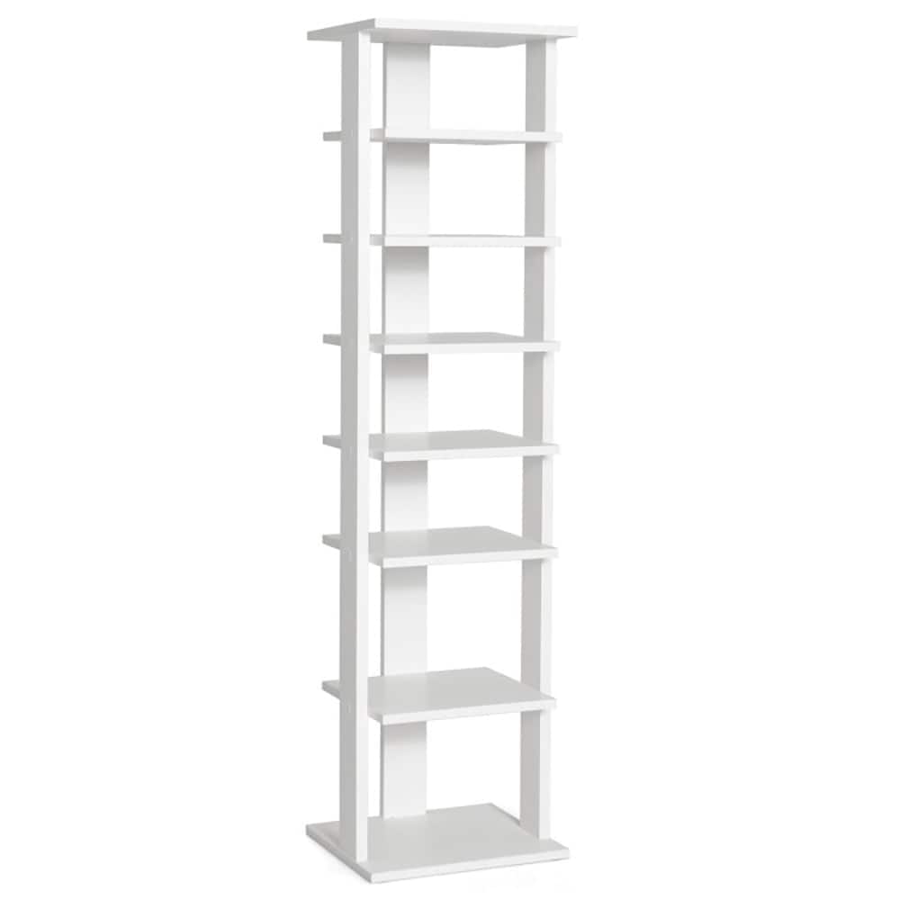 Kadyn - 7-Tier Slim Wooden Vertical Shoe Rack for Entryway- Space-Saving Shoe Rack Organizer for Closet Entryway - White