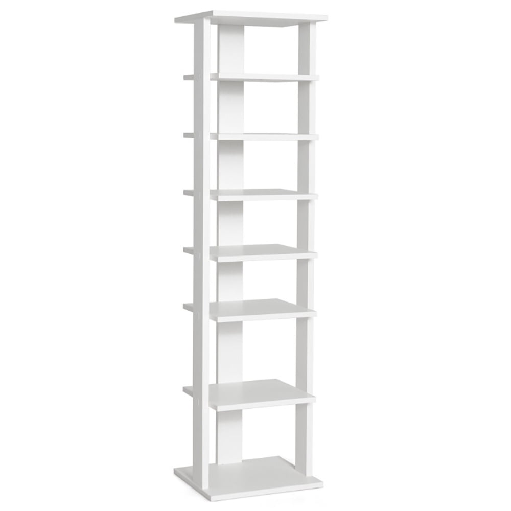 Kadyn - 7-Tier Slim Wooden Vertical Shoe Rack for Entryway- Space-Saving Shoe Rack Organizer for Closet Entryway - White