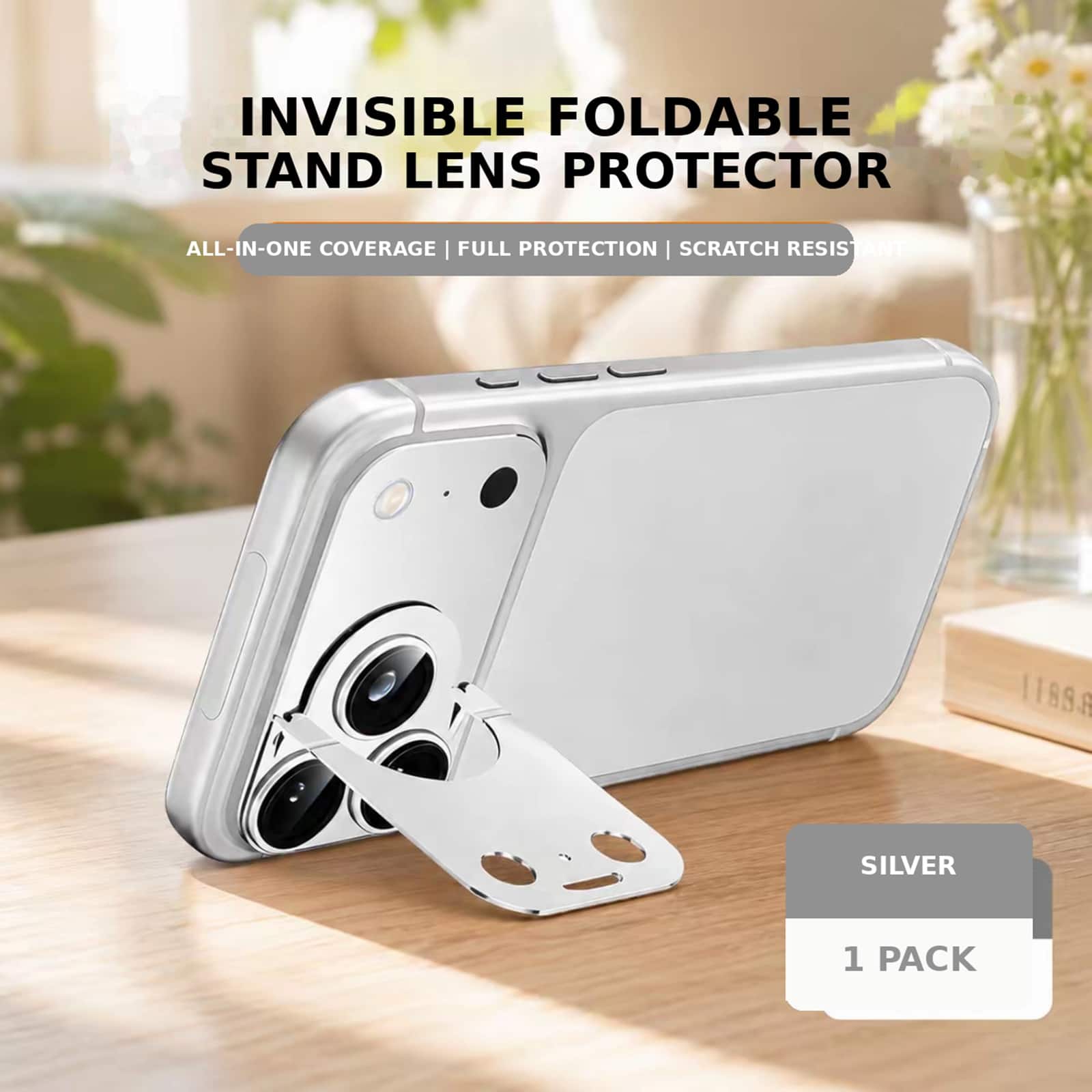 Dteck - Metal Camera Lens Protector for iPhone 17 Pro Max, Temepred Glass Lens Cover, Invisible Kickstand - Silver price history on PriceWatchPro