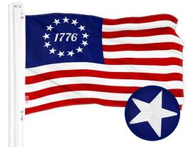 G128 - Betsy Ross 1776 Embroidered Flag, 2 x 3 ft Polyester with Brass Grommets - Assorted Colors