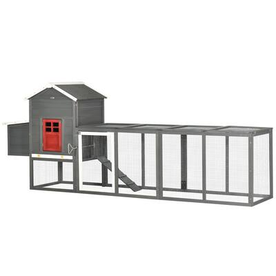 Front. Pawhut - Extra Large Chicken Coop with Asphalt Roof, Wooden Hen Run with Slide-Out Tray and Nesting Box.
