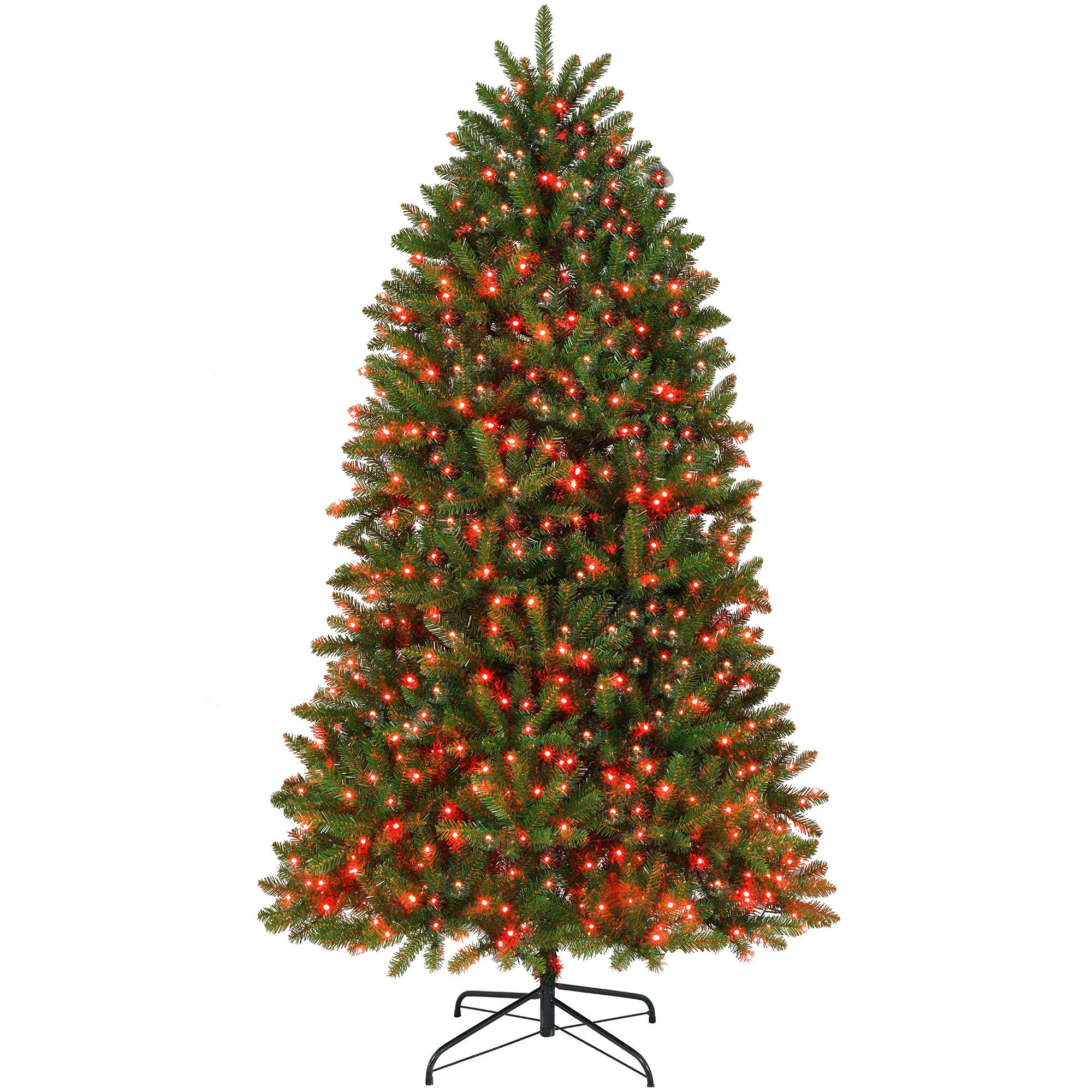 Front. Homcom - Prelit Christmas Tree with Full-Spectrum LEDs, Smart App Control, Wide Full Hinged Xmas Tree - green.