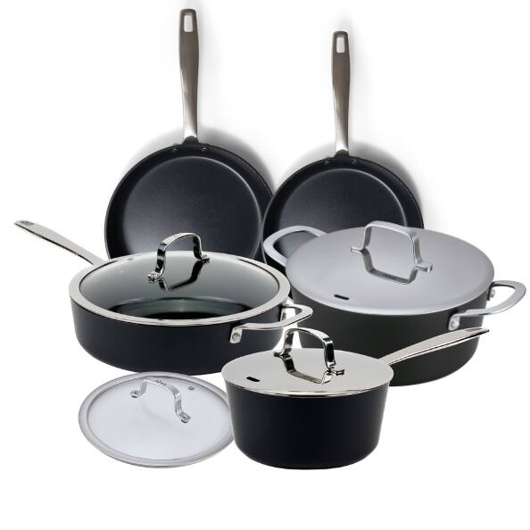 Alva - Maestro Cookware Set 9-Piece Set - Nonstick Ceramic Pans and Pots - Black