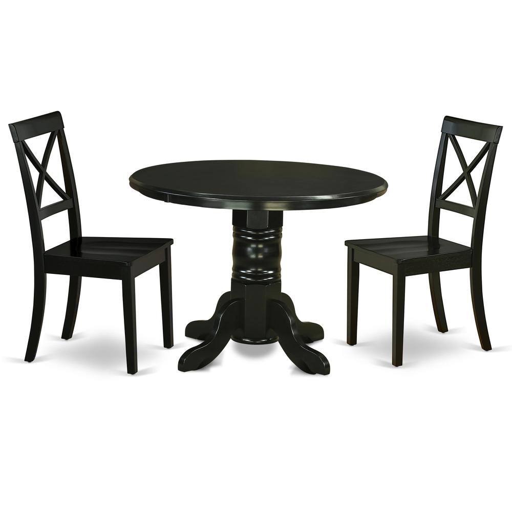 Back. East West Furniture - Dining Room Set Black - Brown.