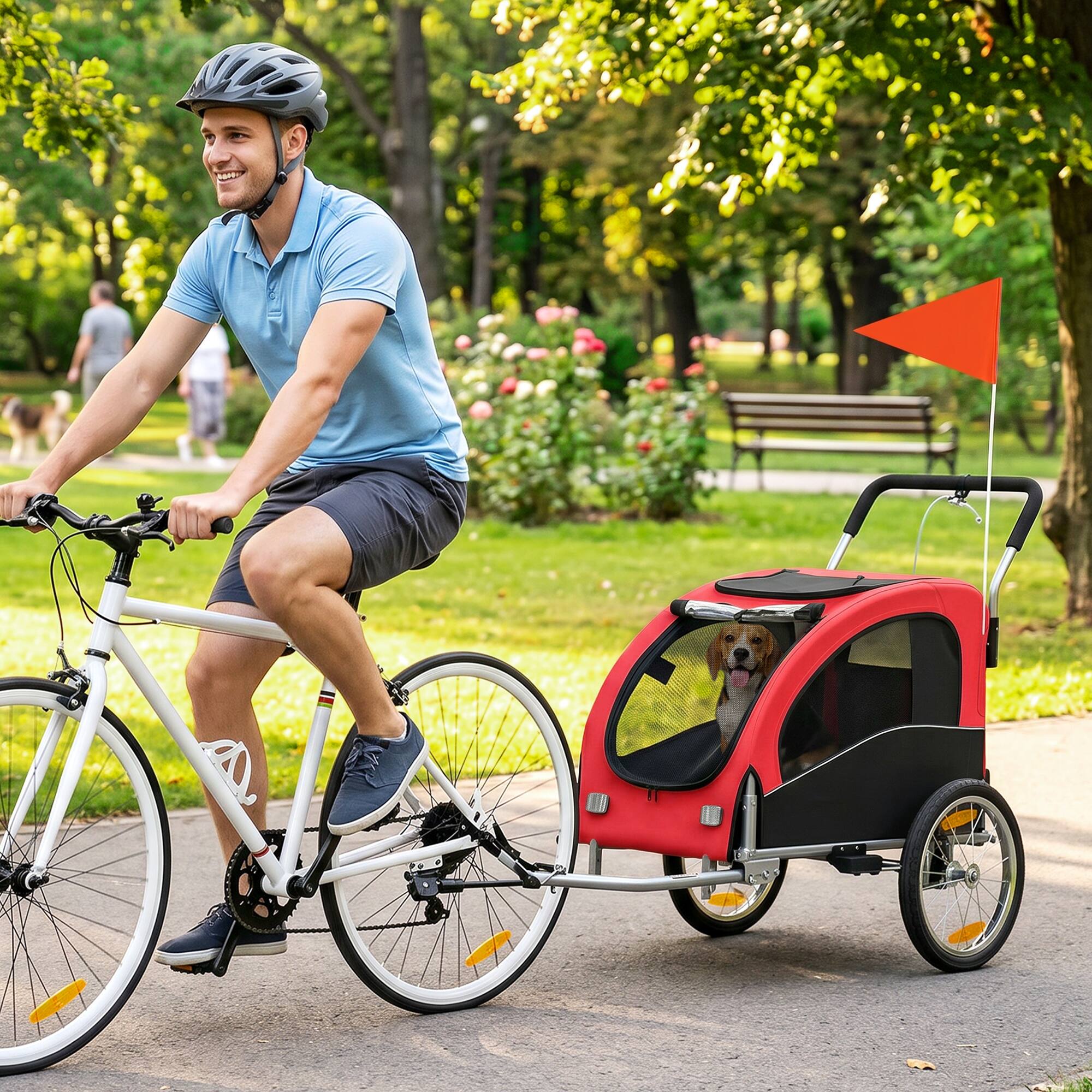 Alt View 1. Aosom - in 1 Dog Bike Trailer, Foldable Pet Stroller, Dog Bicycle Trailer with Suspension - Green.