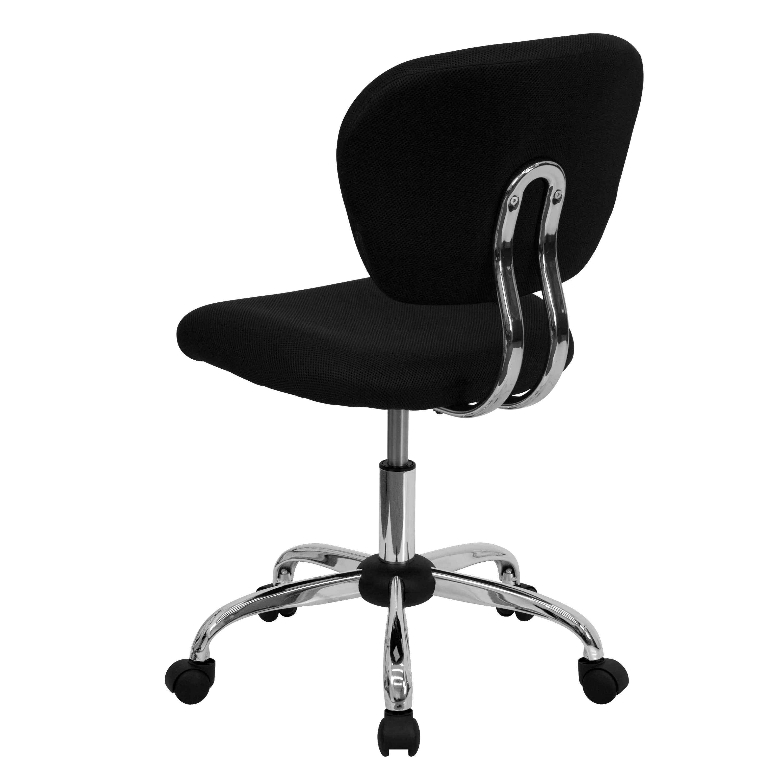 Alt View 5. Emma + Oliver - Mid-Back Mesh Padded Swivel Task Office Chair with Chrome Base - Black.