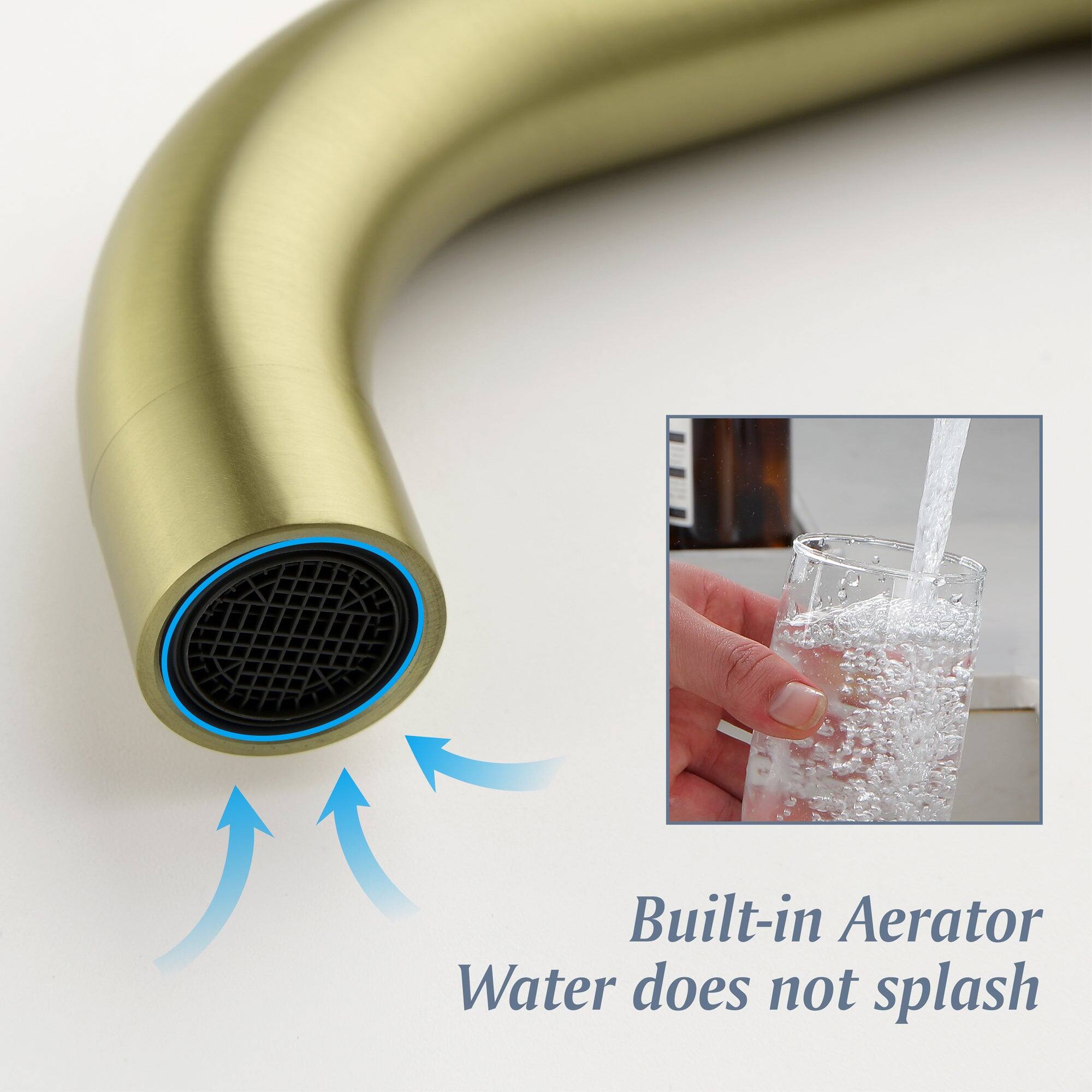 Built-in Aerator  
Water does not splash