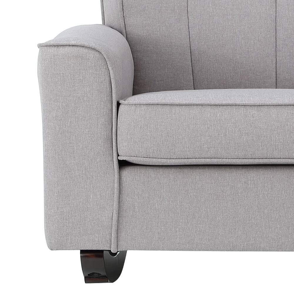 Alt View 2. Loheer - Loheer Light Grey Rocking Chair Track Arm Linen Upholstered Pocket Coil Rocker with Wooden Legs for Nursery Living Room - Light Grey.