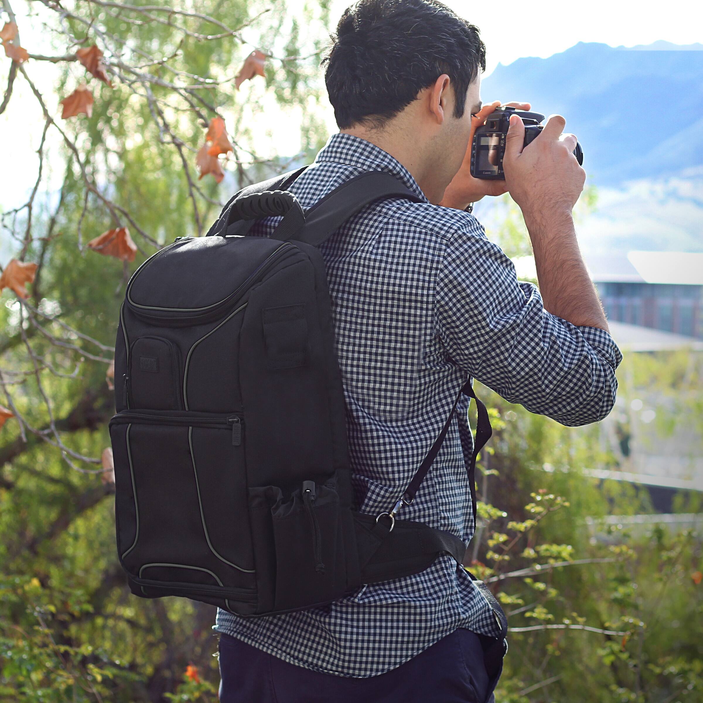 Alt View 1. USA Gear - Digital SLR Camera Backpack with Laptop Compartment , Rain Cover , Lens Storage - Black.