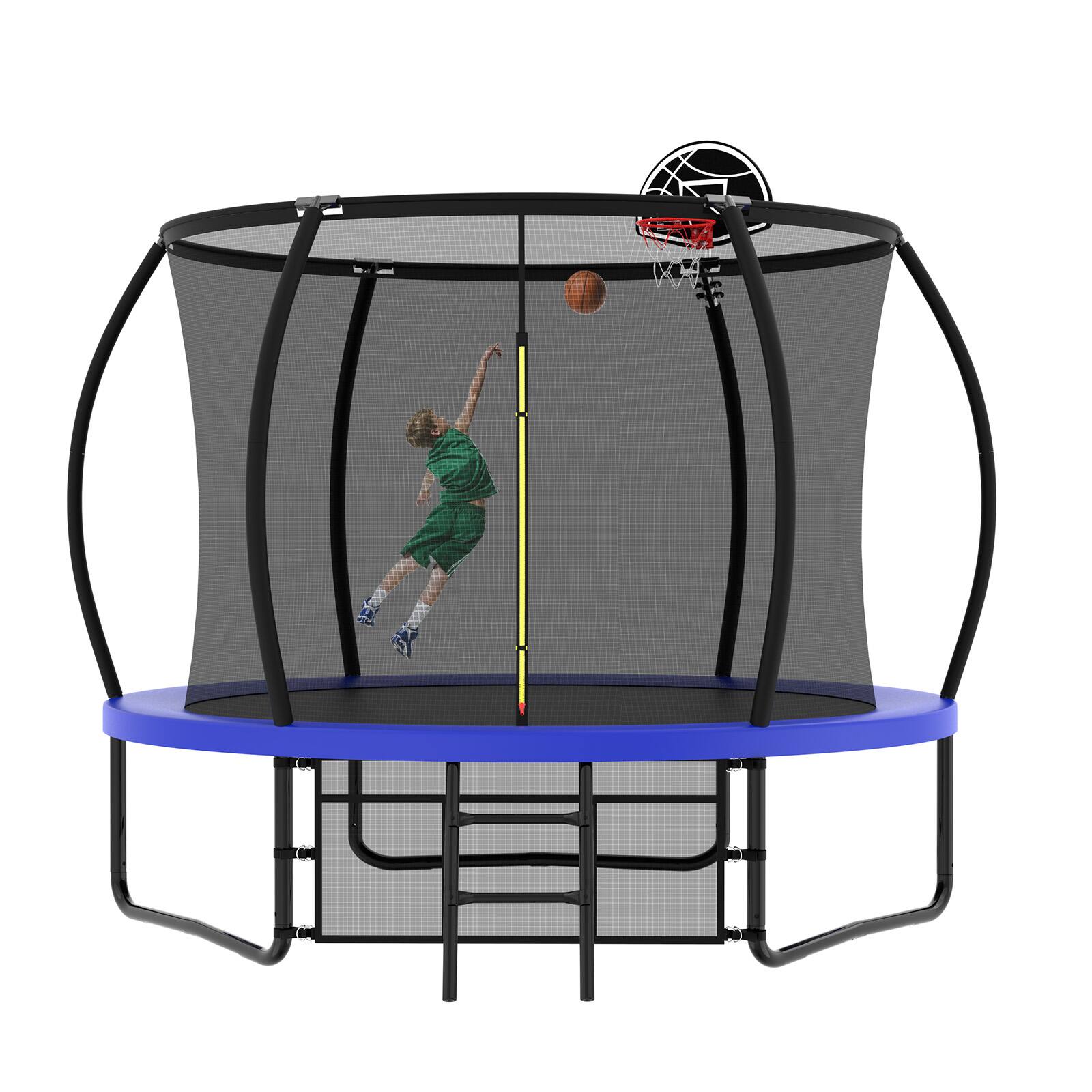Back. LOVMOR - Lovmor 10 FT Trampoline with Basketball Hoop and Ladder Recreational Trampoline for Adults.